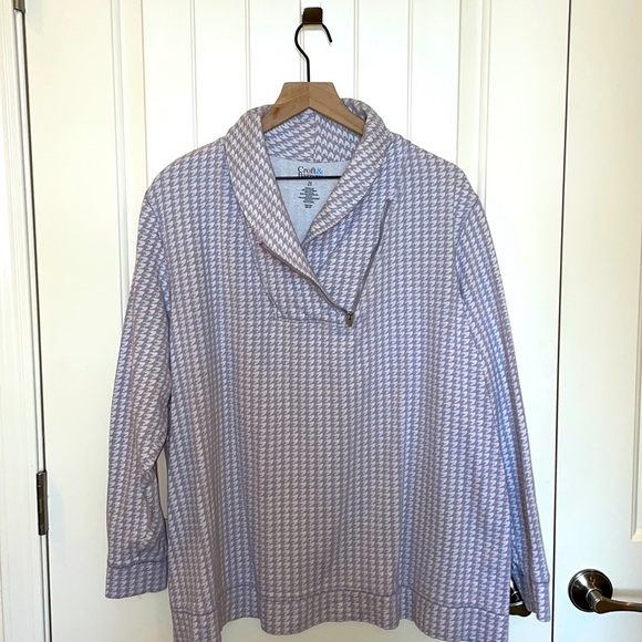 Croft & Barrow® Shawl Collar 1/4-Zip Jacquard Sweatshirt- Hounds tooth pattern - Picture 3 of 9